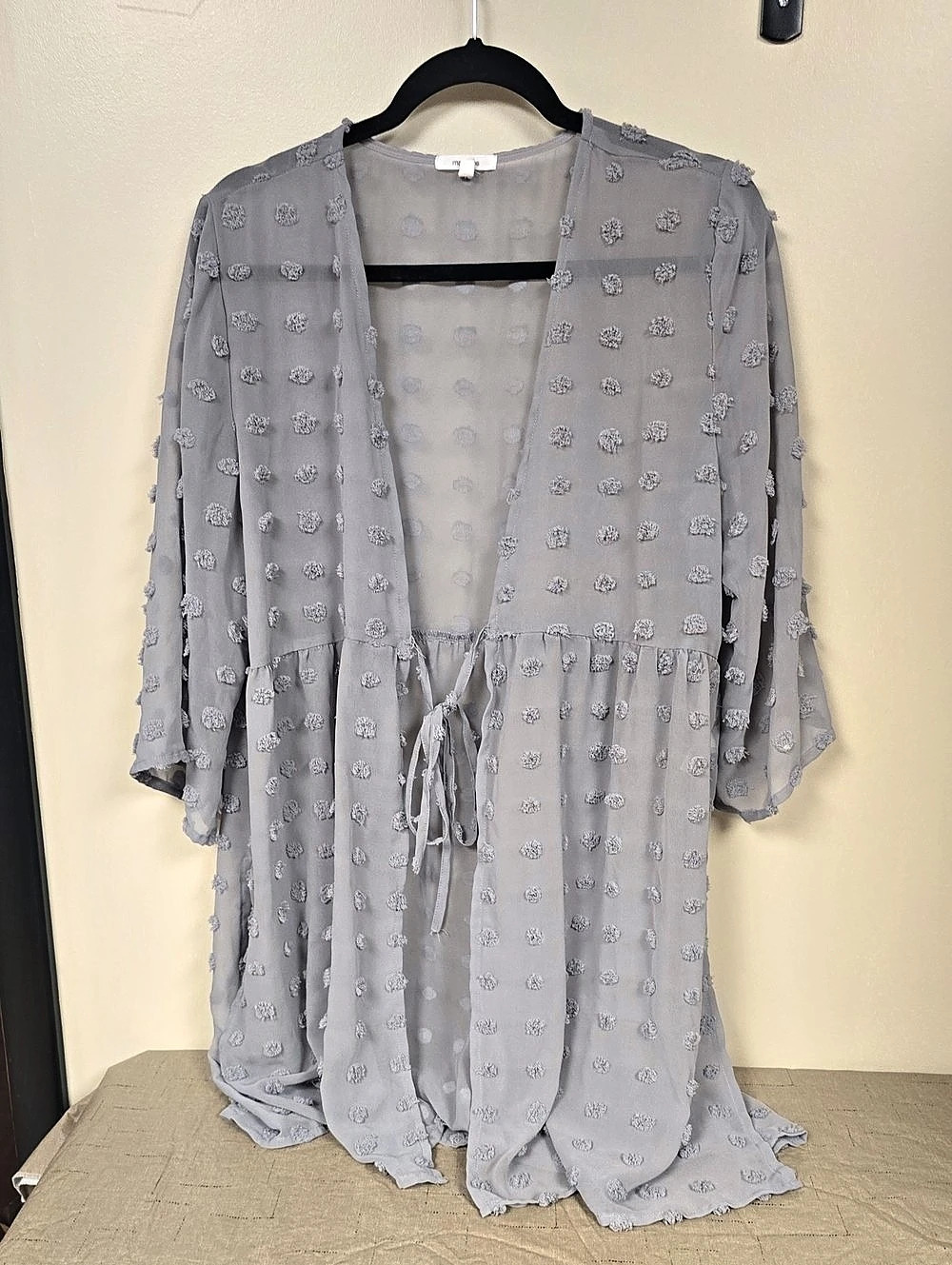 maurices Polka Dot Tie-Front Maxi Light Cover in Gray Size Large Like New